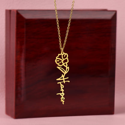 Birth Flower Name Necklace: For the special flower in your life! | 18K gold finish
