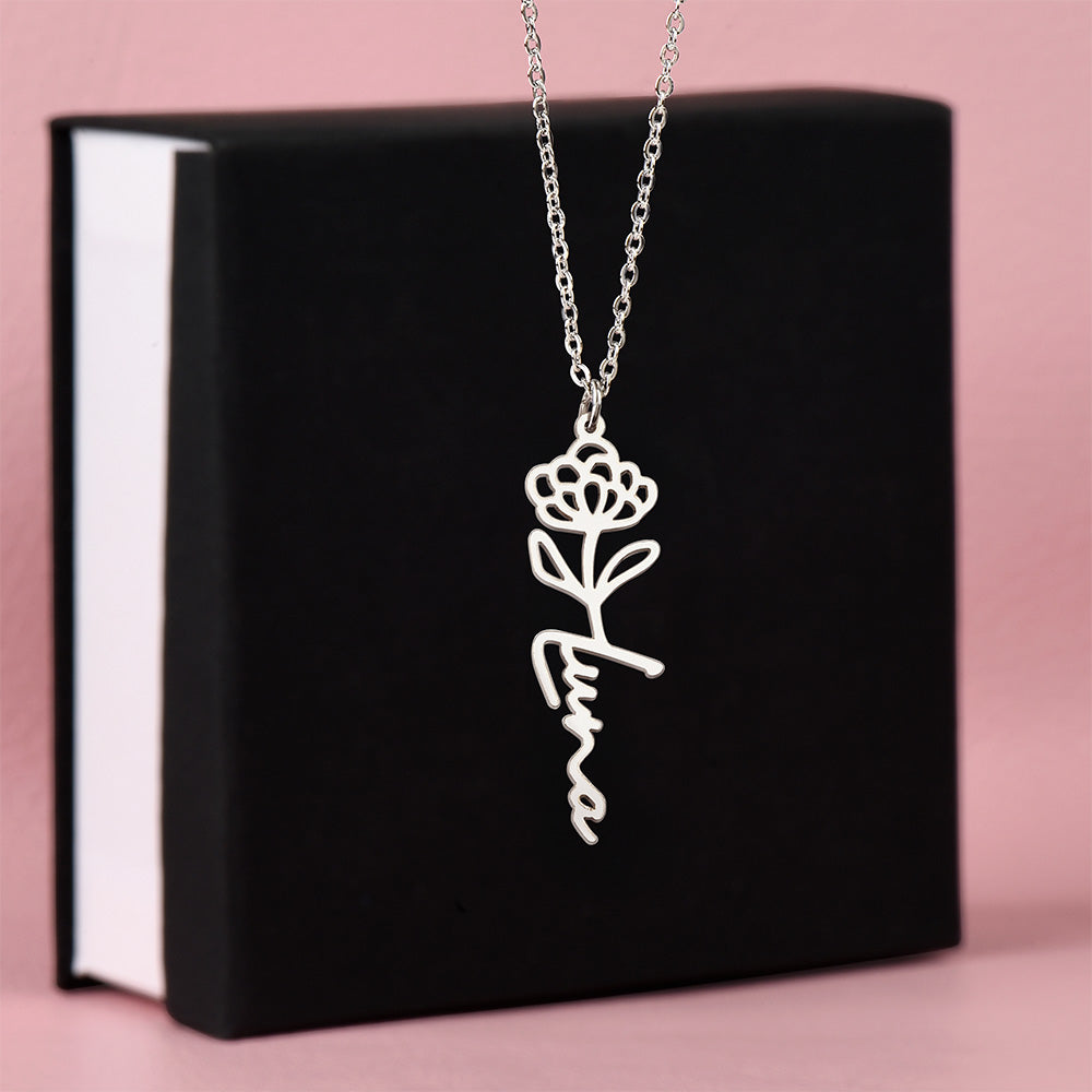 Birth Flower Name Necklace: For the special flower in your life! | 18K gold finish