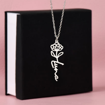 Birth Flower Name Necklace: For the special flower in your life! | 18K gold finish