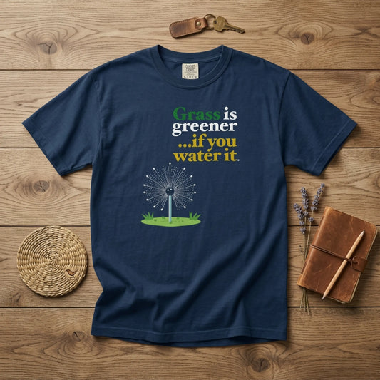 "Grass Is Greener ...if you Water it" T-Shirt — Lawn Care Garden Lover Tee
