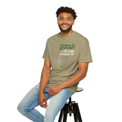 "Grass Is Greener ...if you Water it" T-Shirt — Lawn Care Garden Lover Tee