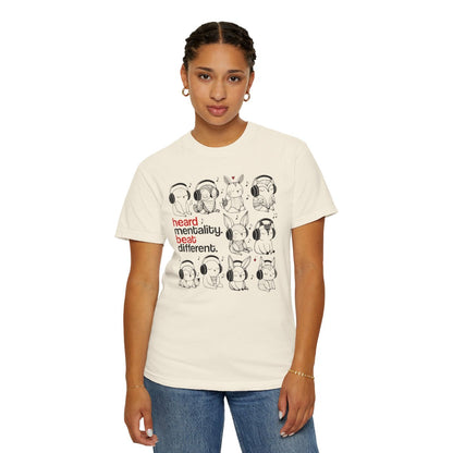 'Heard Mentality. Beat Different.' T-Shirt — Headphone Bunny Animals Graphic Tee