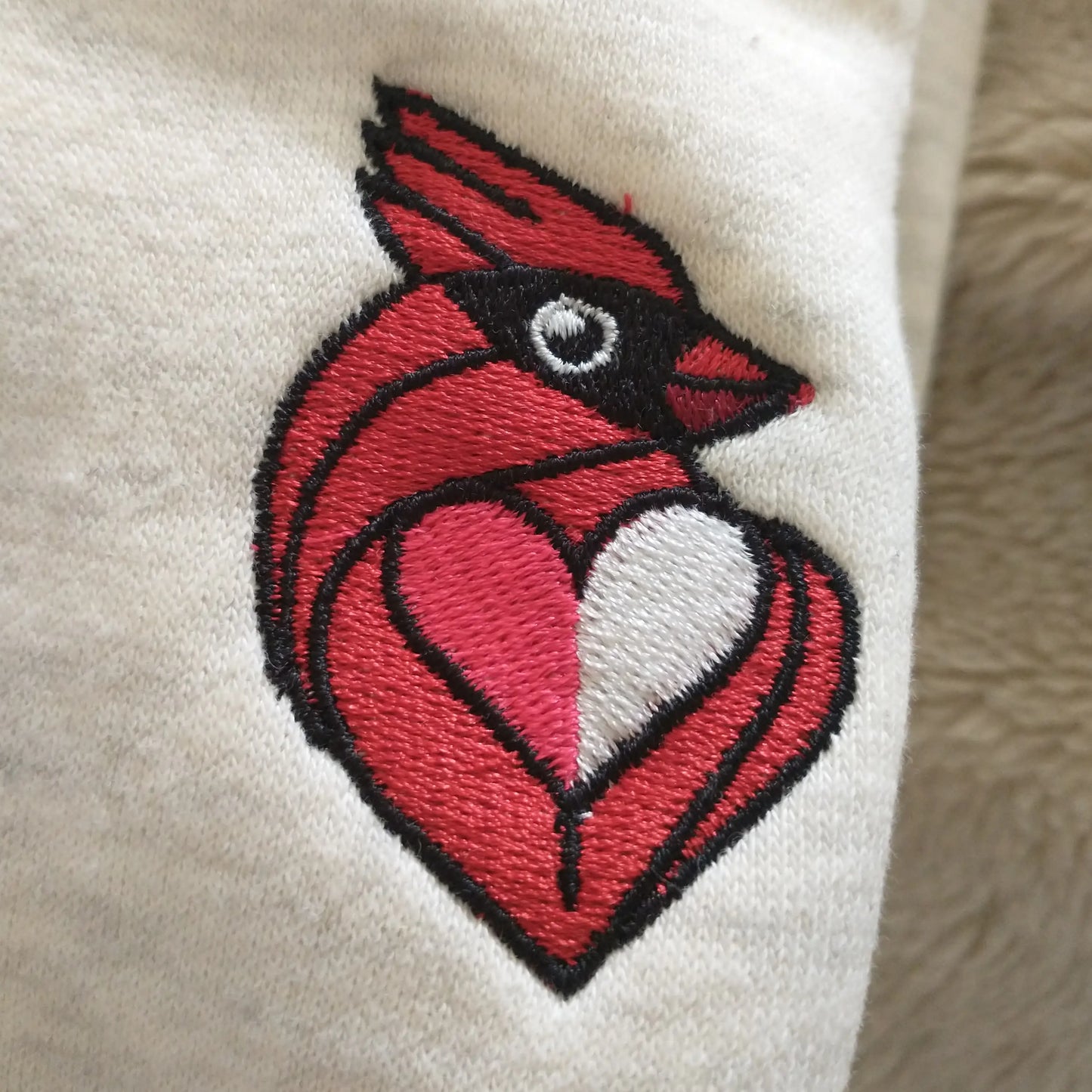 heartinal® "Snug as a Cardinal" Heart Chest Hoodie — Small Embroidered Bird Pullover