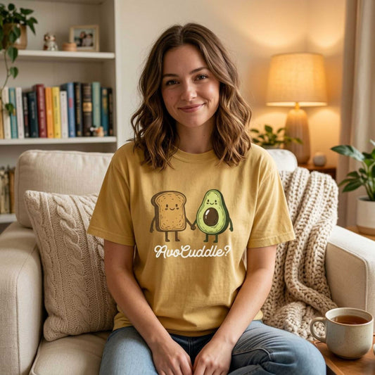 "AvoCuddle?" T-Shirt - Cute Avocado & Toast Couple Tee
