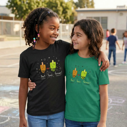 "Best Teas Forever" Youth Tee – Cute Bubble Tea Friends BFF Graphic T-Shirt