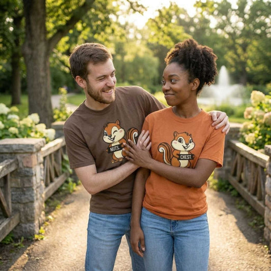 "Chestnuts: Chest" Couples Tee - Chipmunk Censored 'CHEST' Chestnut Graphic T-Shirt