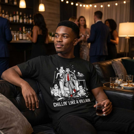 "Chillin' Like A Villain" Tee — Cool Suit & Tie Family Man Graphic T‑Shirt