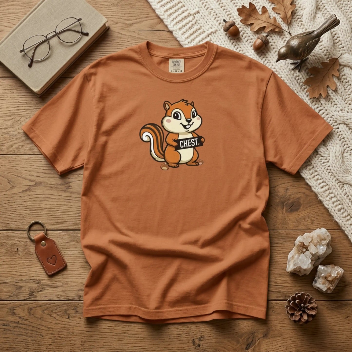 "Chestnuts: Chest" Couples Tee - Chipmunk Censored 'CHEST' Chestnut Graphic T-Shirt