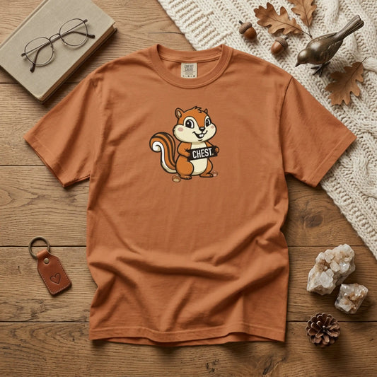 "Chestnuts: Chest" Couples Tee - Chipmunk Censored 'CHEST' Chestnut Graphic T-Shirt