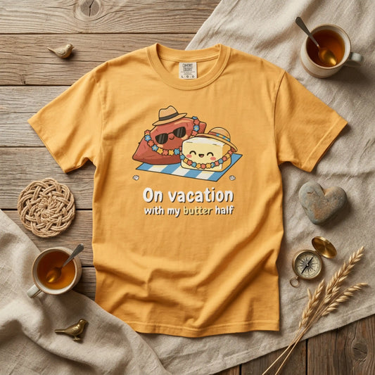 "On vacation with my butter half" Couples Tee —  Cute Vacation Yam Butter Summer T-Shirt