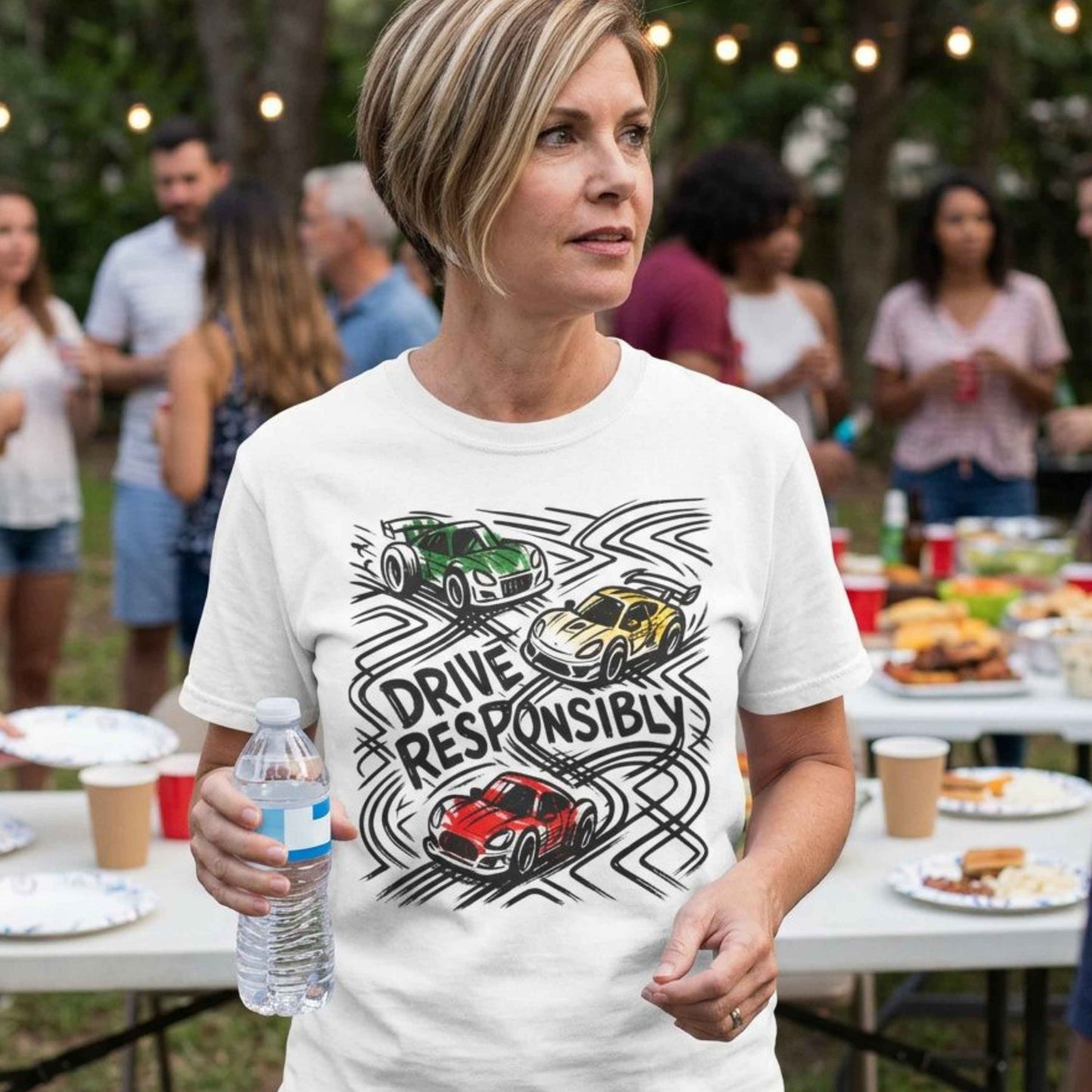 Drive Responsibly Vintage Car T-Shirt — Retro Racer Awareness Graphic Tee