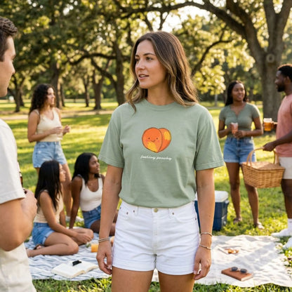 "Feeling Peachy" T-Shirt — Cute Kawaii Peach Graphic Tee