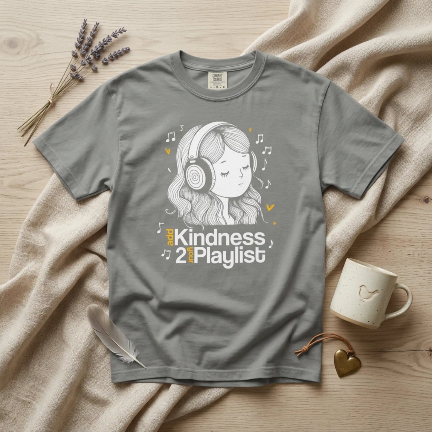 "Add Kindness 2 Your Playlist" T-Shirt — Cute Inspirational Music Lover Graphic Tee