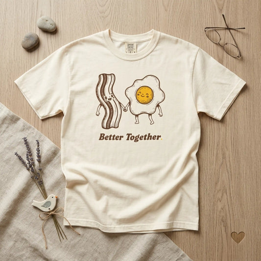 Better Together Bacon & Egg T-Shirt — Cute Breakfast Couple Tee