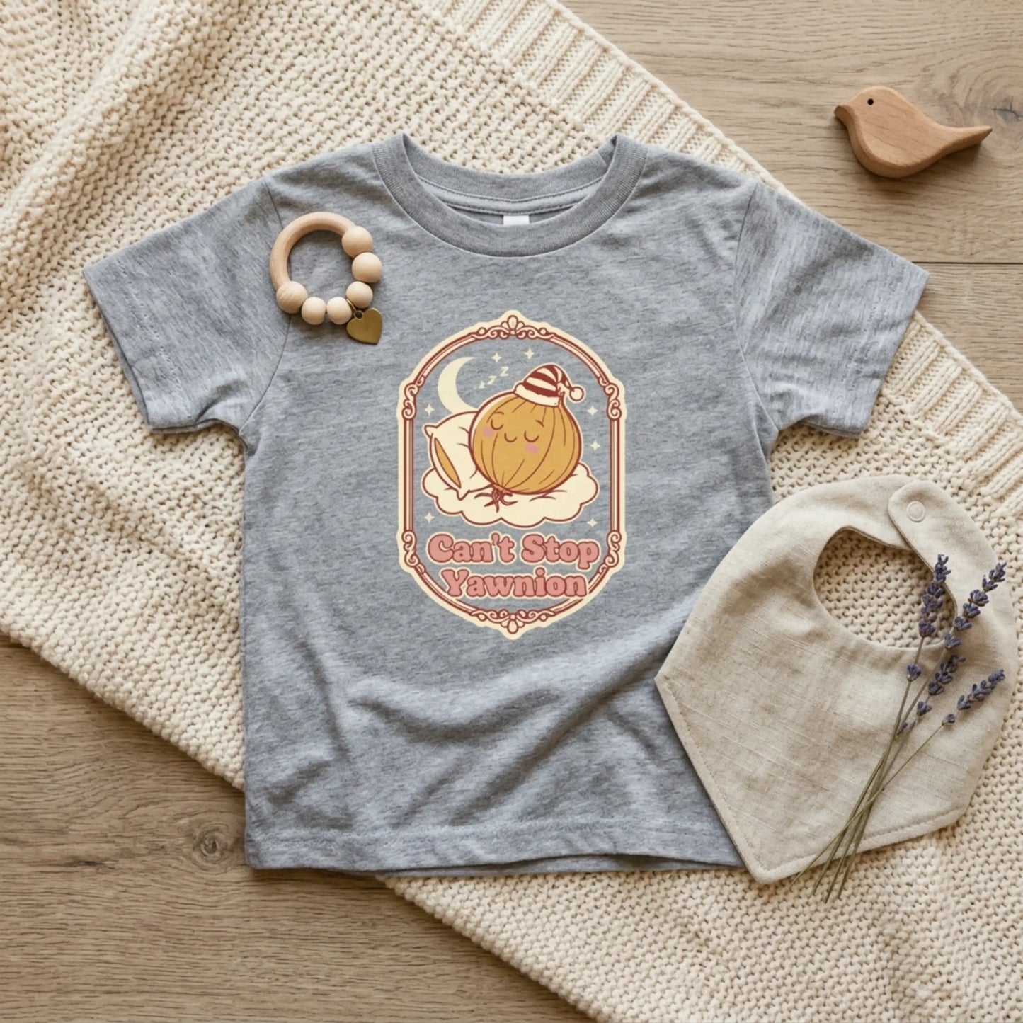 "Can't Stop Yawnion" Toddler Tee — Cute Sleeping Onion Graphic