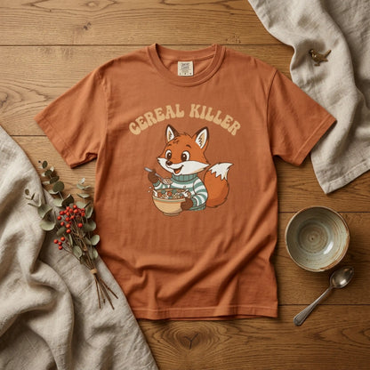 "Cereal Killer" T-Shirt — Cute Fox Eating Cereal Graphic Tee