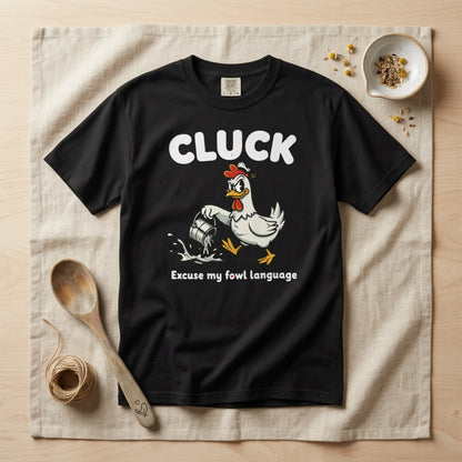 "Cluck: Excuse My Fowl Language" T-Shirt — Funny Chicken Graphic Tee