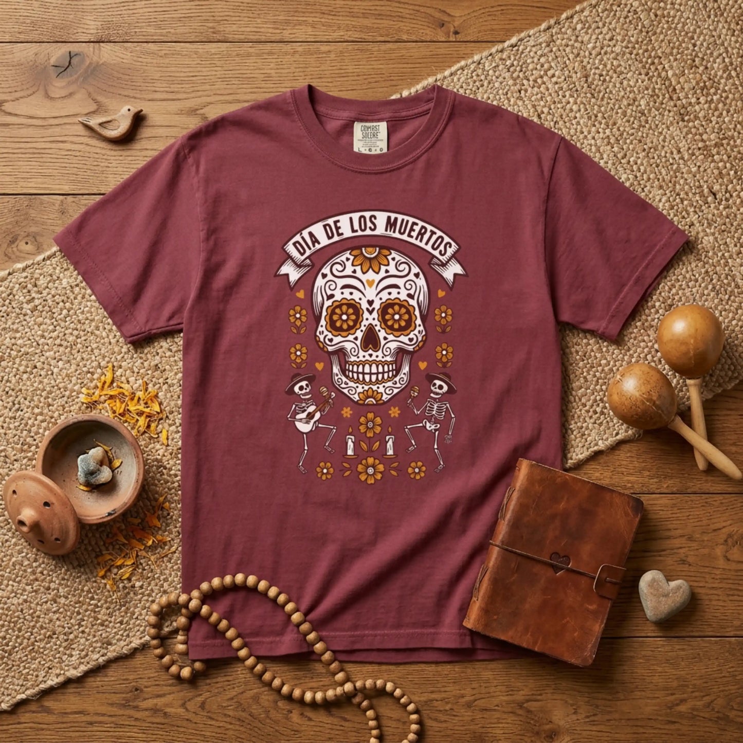 Día de los Muertos Sugar Skull T-Shirt — Floral Calavera Day of the Dead Tee