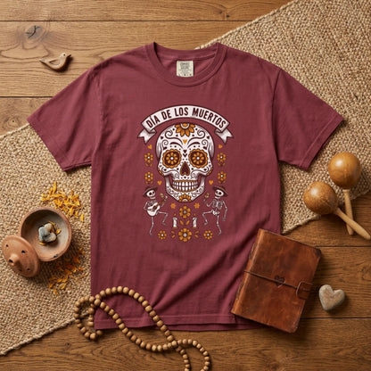 Día de los Muertos Sugar Skull T-Shirt — Floral Calavera Day of the Dead Tee