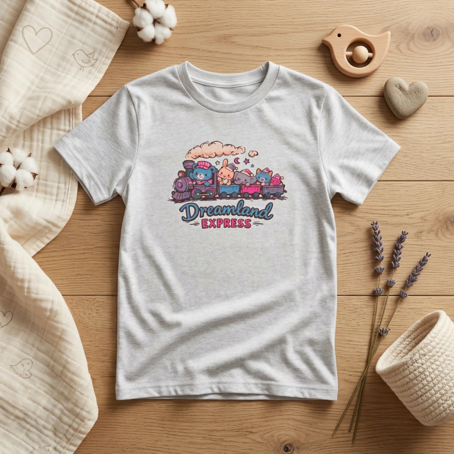 "Dreamland Express" Youth Tee — Cute Train & Animal Crew Kids Shirt