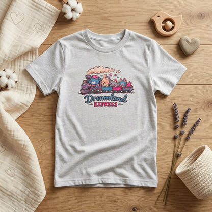 "Dreamland Express" Youth Tee — Cute Train & Animal Crew Kids Shirt