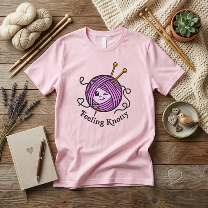 Feeling Knotty T-Shirt — Cute Knitting Yarn Ball Tee for Crafters