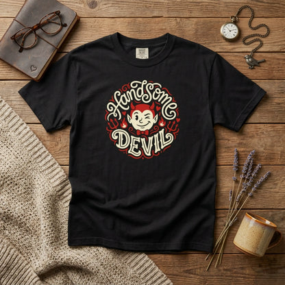 "Handsome Devil" Graphic T-Shirt — Cute Retro Devil Illustration Tee