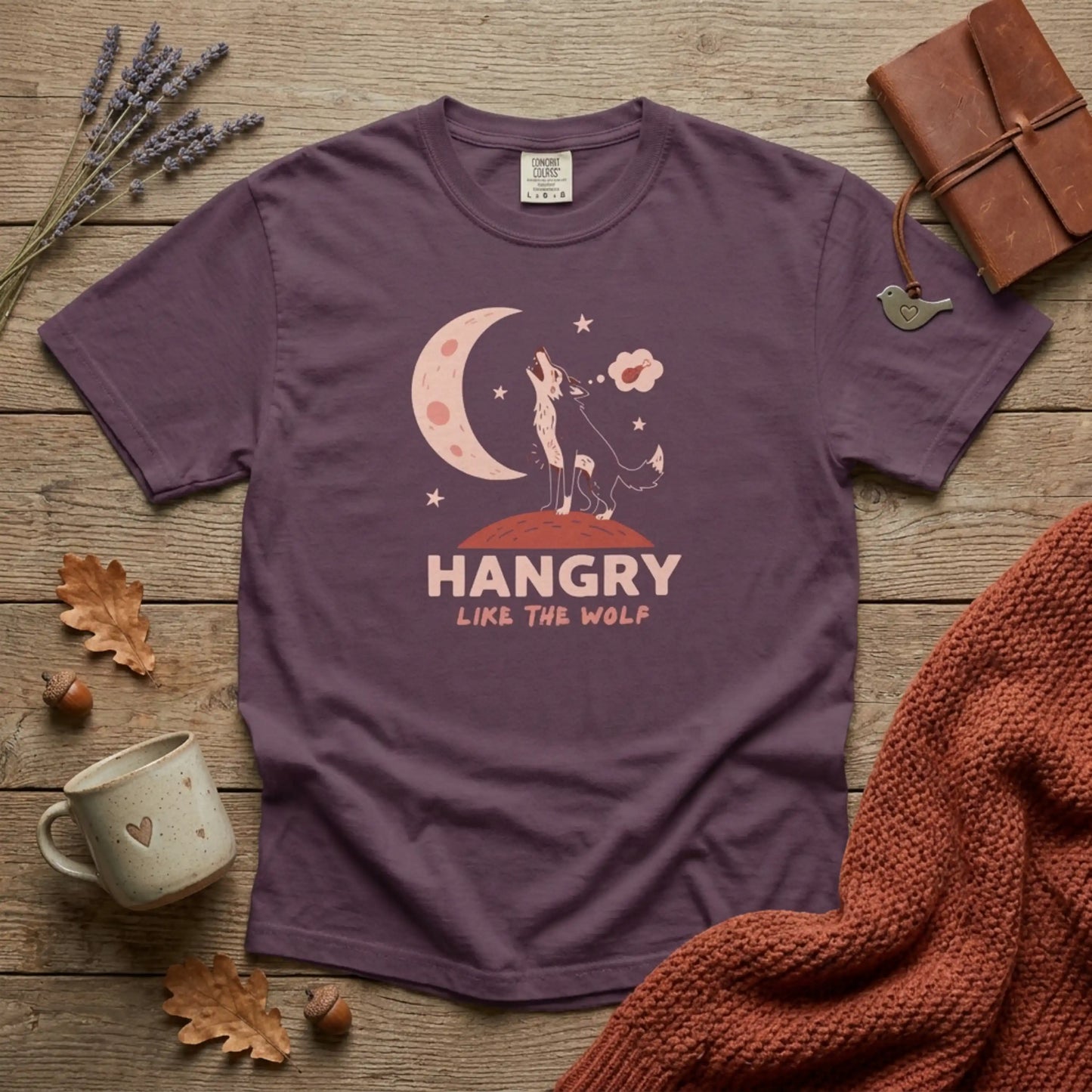 Hangry Like the Wolf T-Shirt — Cute Howling Wolf Graphic Tee
