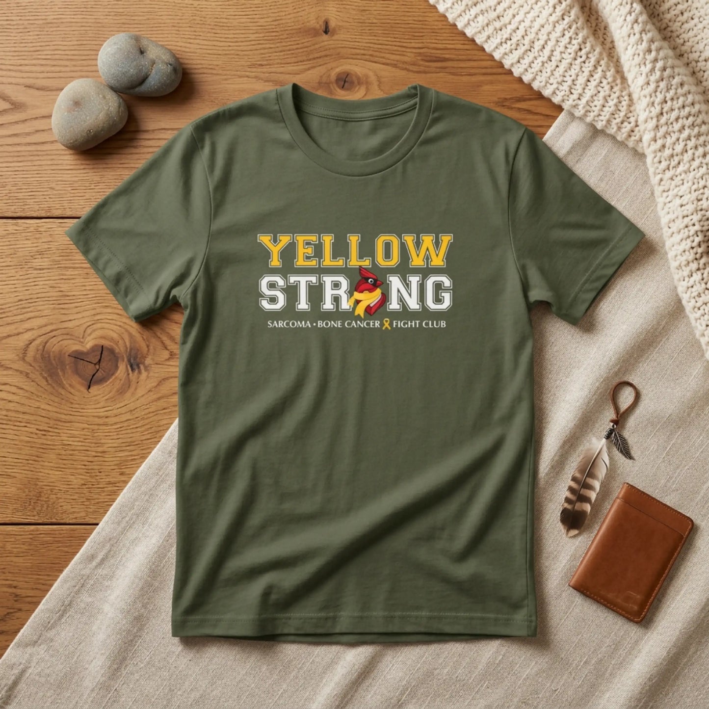 Yellow Strong T-Shirt — Sarcoma Bone Cancer Fight Club Awareness Tee