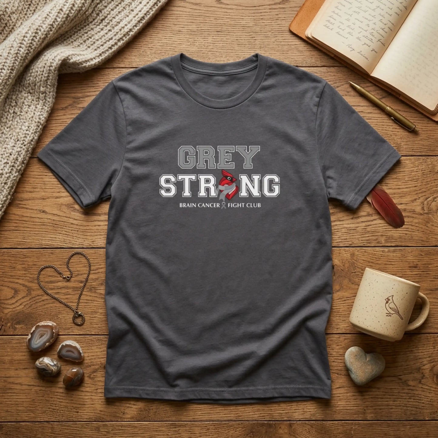 Grey Strong T-Shirt – Brain Cancer Fight Club Support Tee