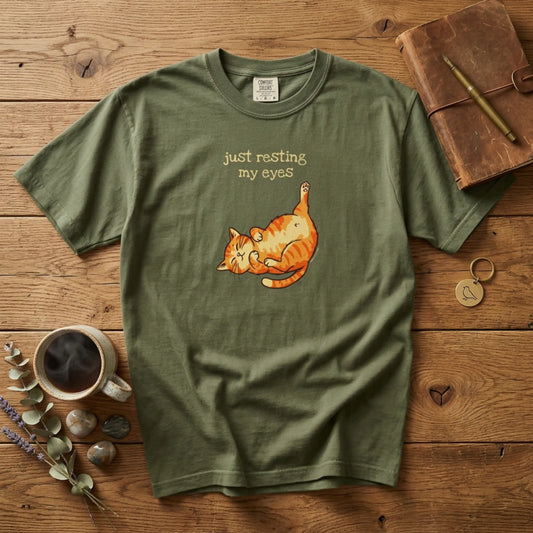 "Just Resting My Eyes" T-Shirt — Awkward Cat Nap Graphic Tee