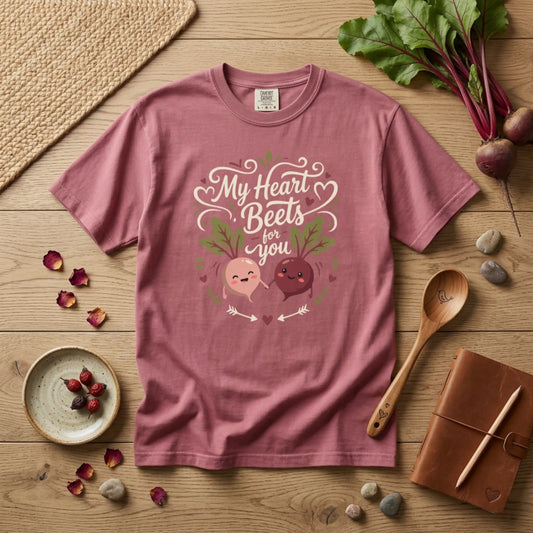 “My Heart Beets for You” T-Shirt — Cute Veggie Valentine Beet Couple Graphic Tee