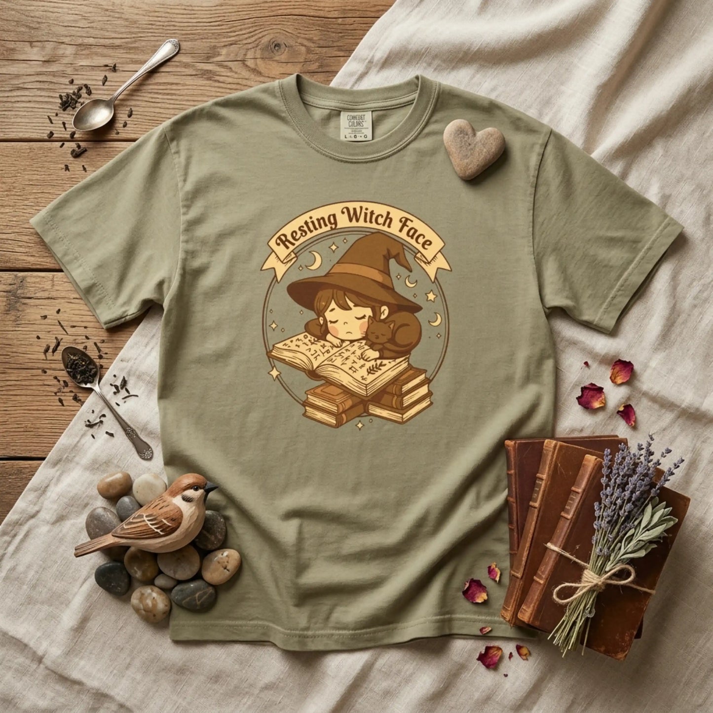 Resting Witch Face T-Shirt — Cute Witch Sleeping Graphic Tee