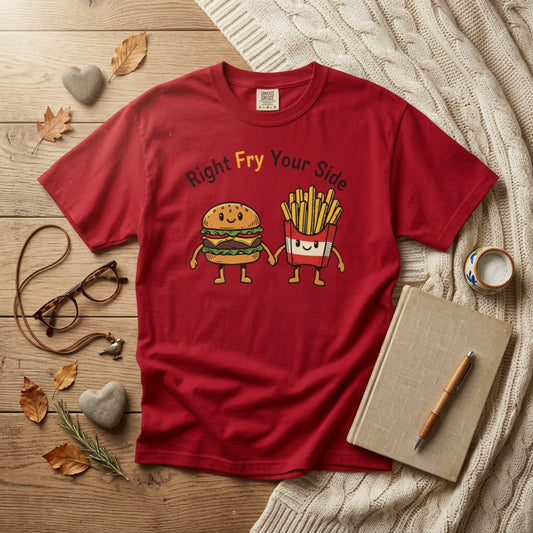 Right Fry Your Side Burger & Fries T-Shirt - Cheeseburger French Fries Retro Tee