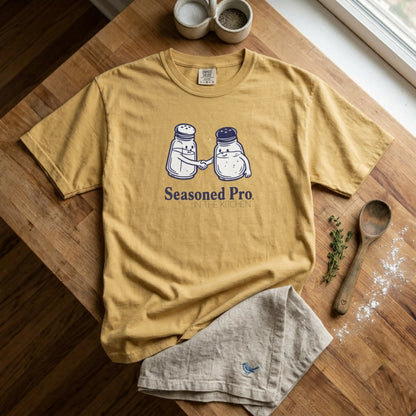 "Seasoned Pro in the Kitchen" T-Shirt — Funny Salt & Pepper Shakers Chef Graphic Tee