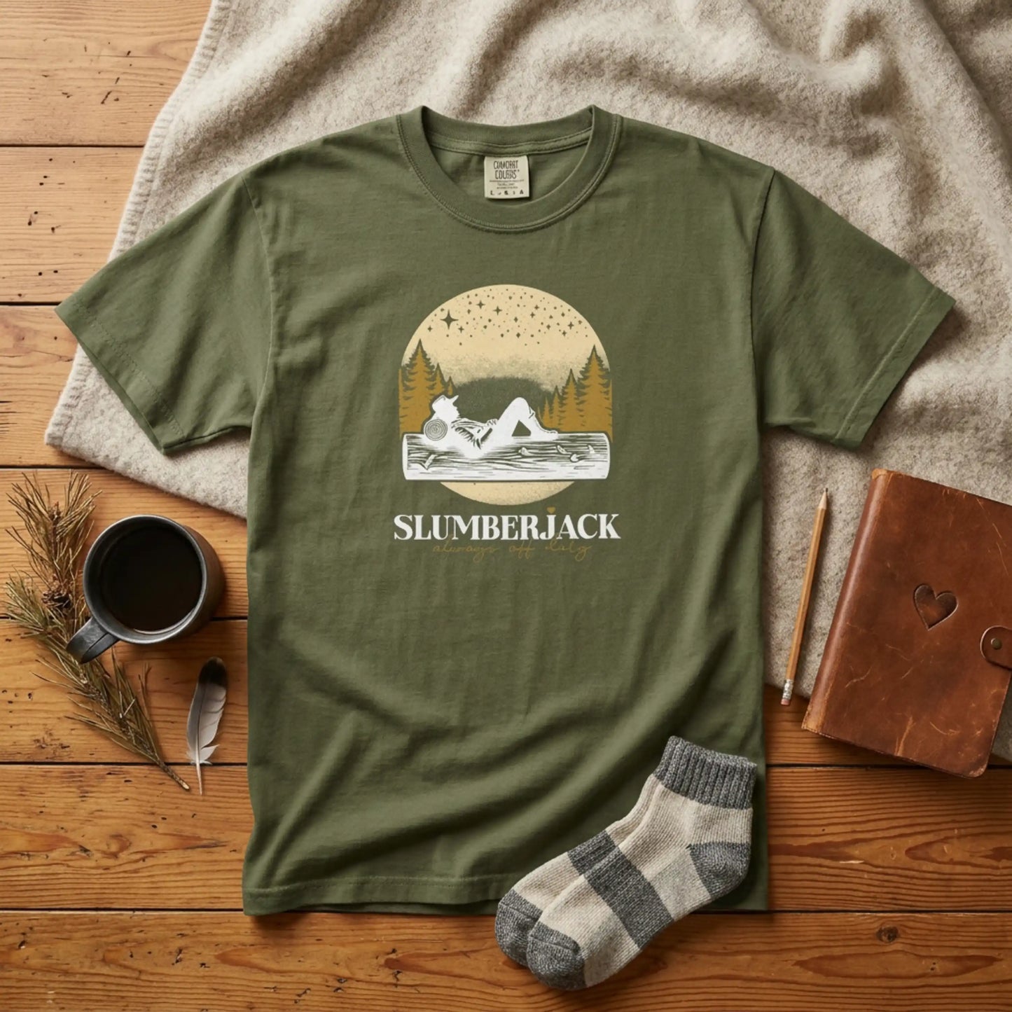 Slumberjack Campfire Graphic T-Shirt — Relaxing Night Sky Outdoor Tee