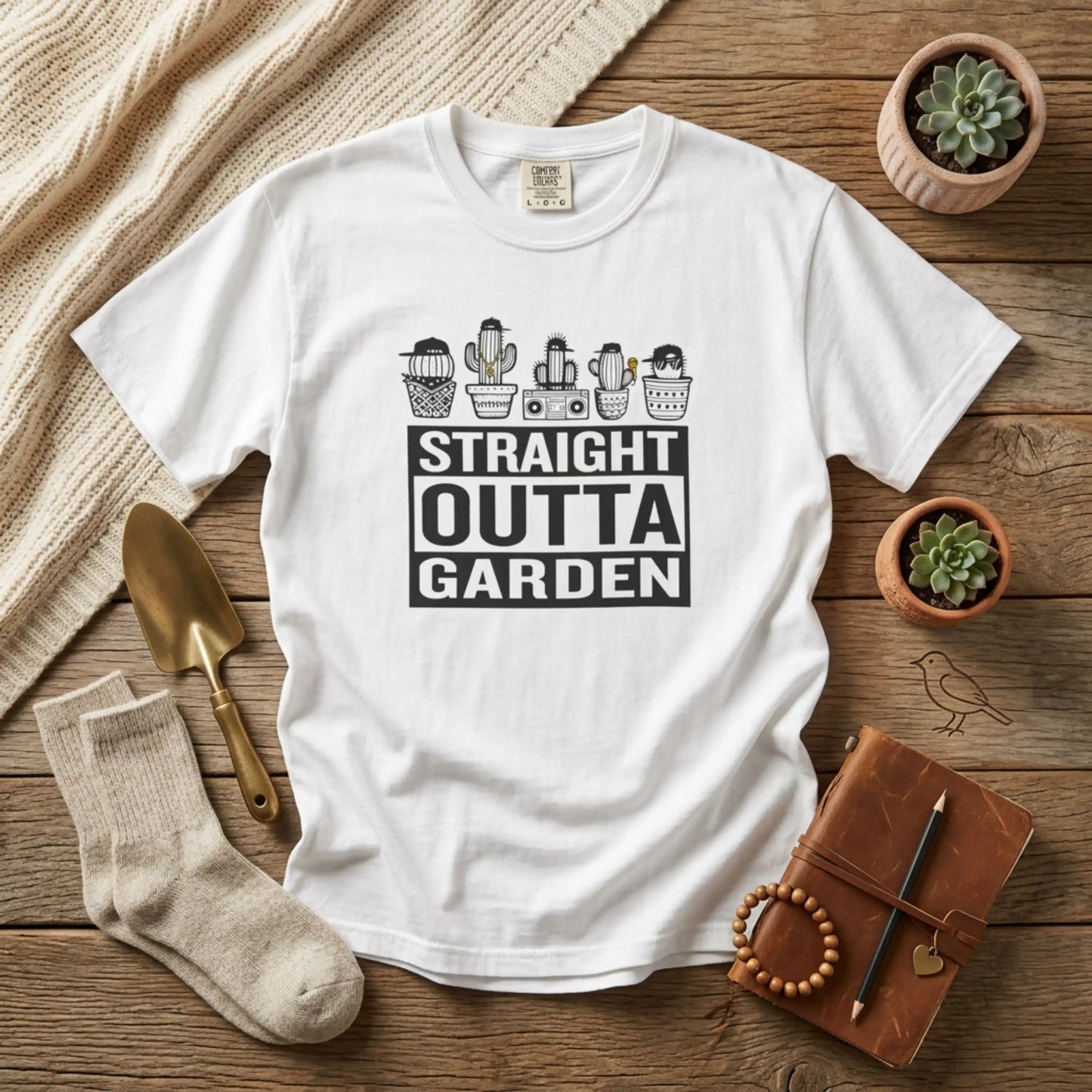 "Straight Outta Garden" T-Shirt — Old School Hip Hop Plant Lover Tee