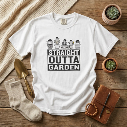 "Straight Outta Garden" T-Shirt — Old School Hip Hop Plant Lover Tee