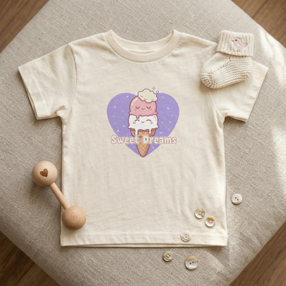 "Sweet Dreams" Toddler Tee — Ice Cream Heart Graphic T-Shirt