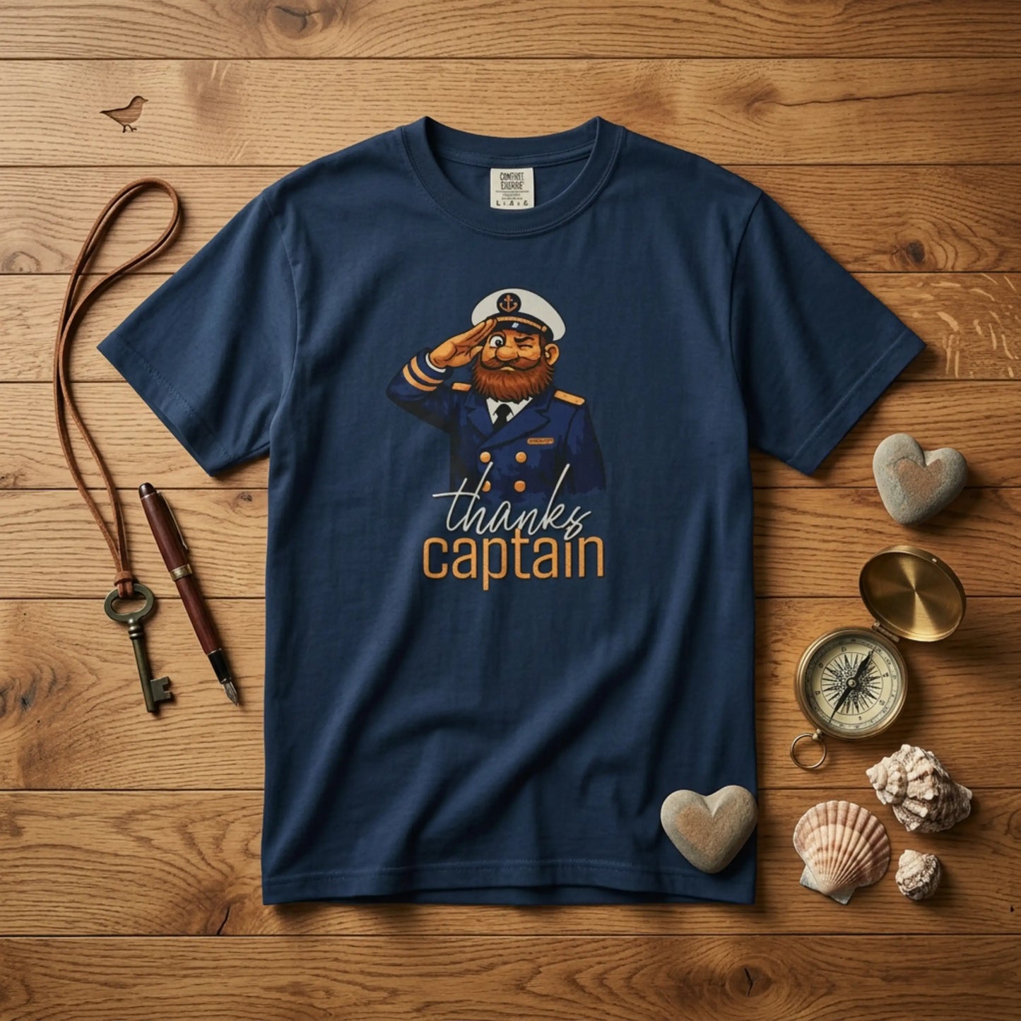 Captain Obvious Salute T-Shirt — "Thanks, Captain" Nautical Crew Tee