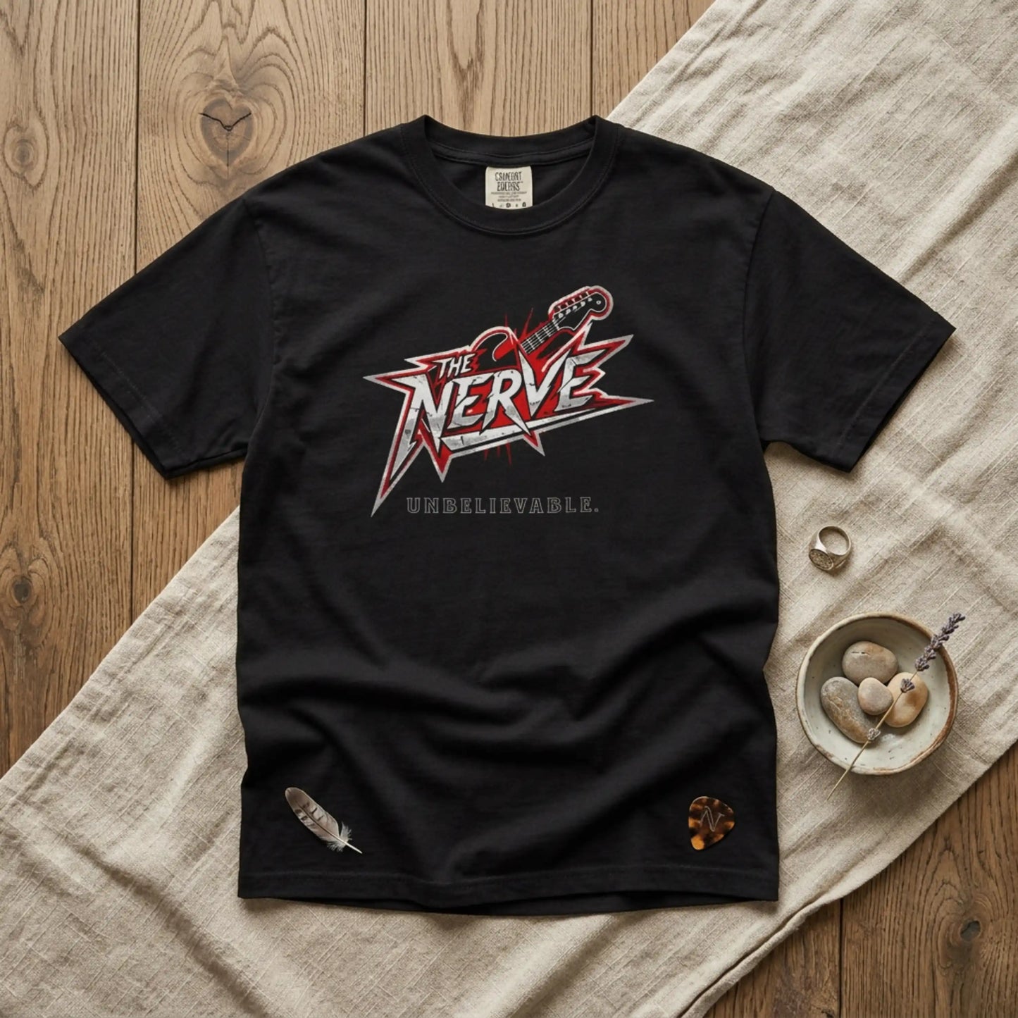 "The Nerve: Unbelievable" Graphic T-Shirt — Funny Classic Rock Logo Tee