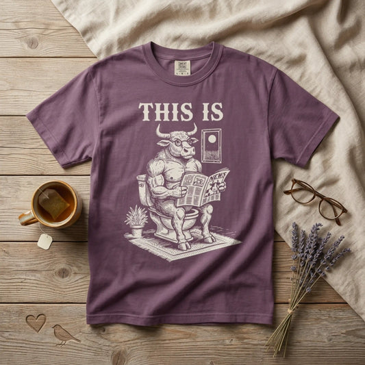 "This Is" T-Shirt — Bull Reading Newspaper on Toilet Graphic Tee