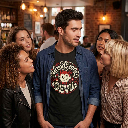 "Handsome Devil" Graphic T-Shirt — Cute Retro Devil Illustration Tee