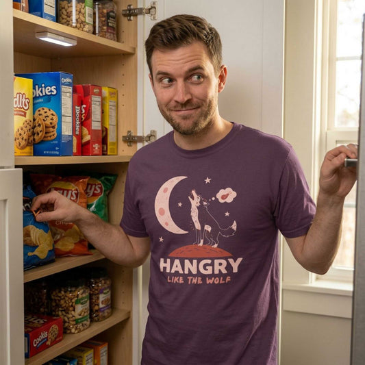 Hangry Like the Wolf T-Shirt — Cute Howling Wolf Graphic Tee
