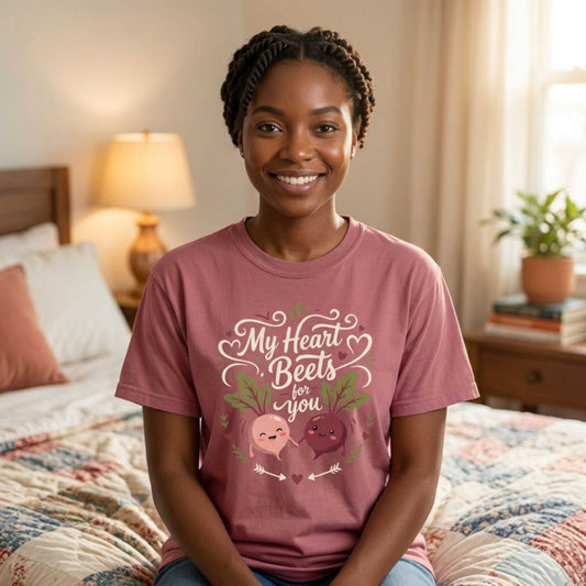 “My Heart Beets for You” T-Shirt — Cute Veggie Valentine Beet Couple Graphic Tee