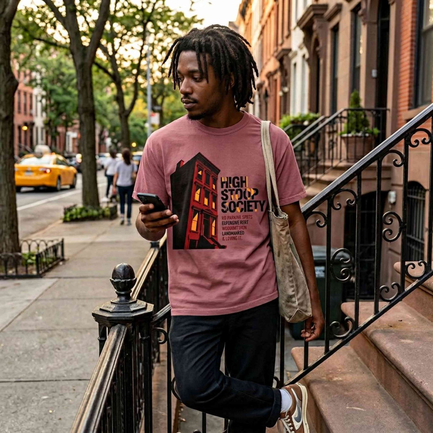 "High Stoop Society" T-Shirt — Vintage Brooklyn New York Brownstone Graphic Tee