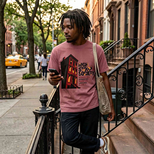 "High Stoop Society" T-Shirt — Vintage Brooklyn New York Brownstone Graphic Tee
