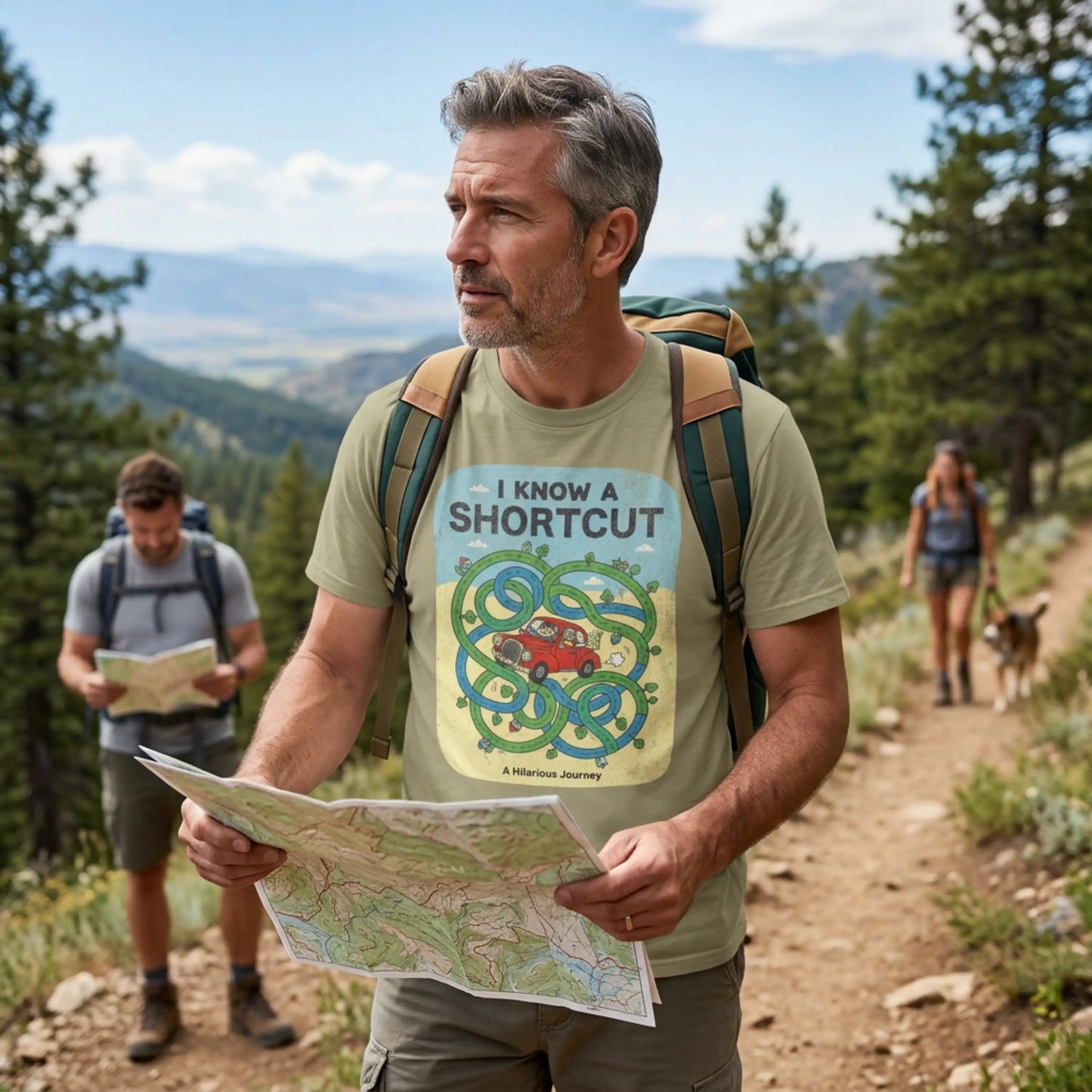 "I Know a Shortcut" T-Shirt — Funny Adventure Road Trip Hiking Graphic Tee