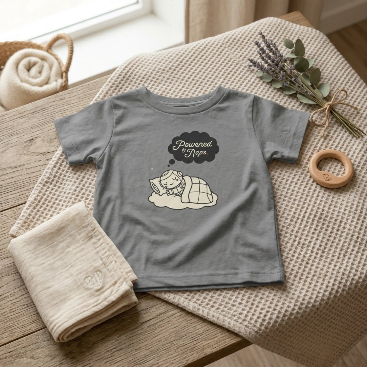 "Powered by Naps" Infant Tee — Cute Sleeping Recharging Baby Robot Android Graphic
