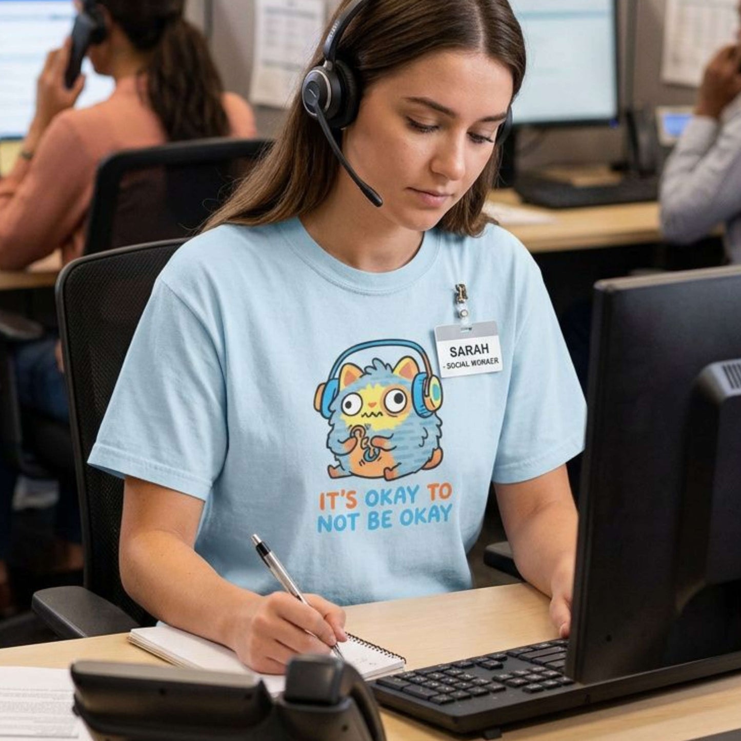"It's Okay to Not Be Okay" Tee — Cute Cat Self-Care Mental Health Awareness T-Shirt